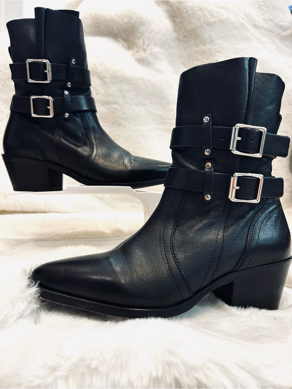 All Saints Harriet Black Leather Ankle Boots